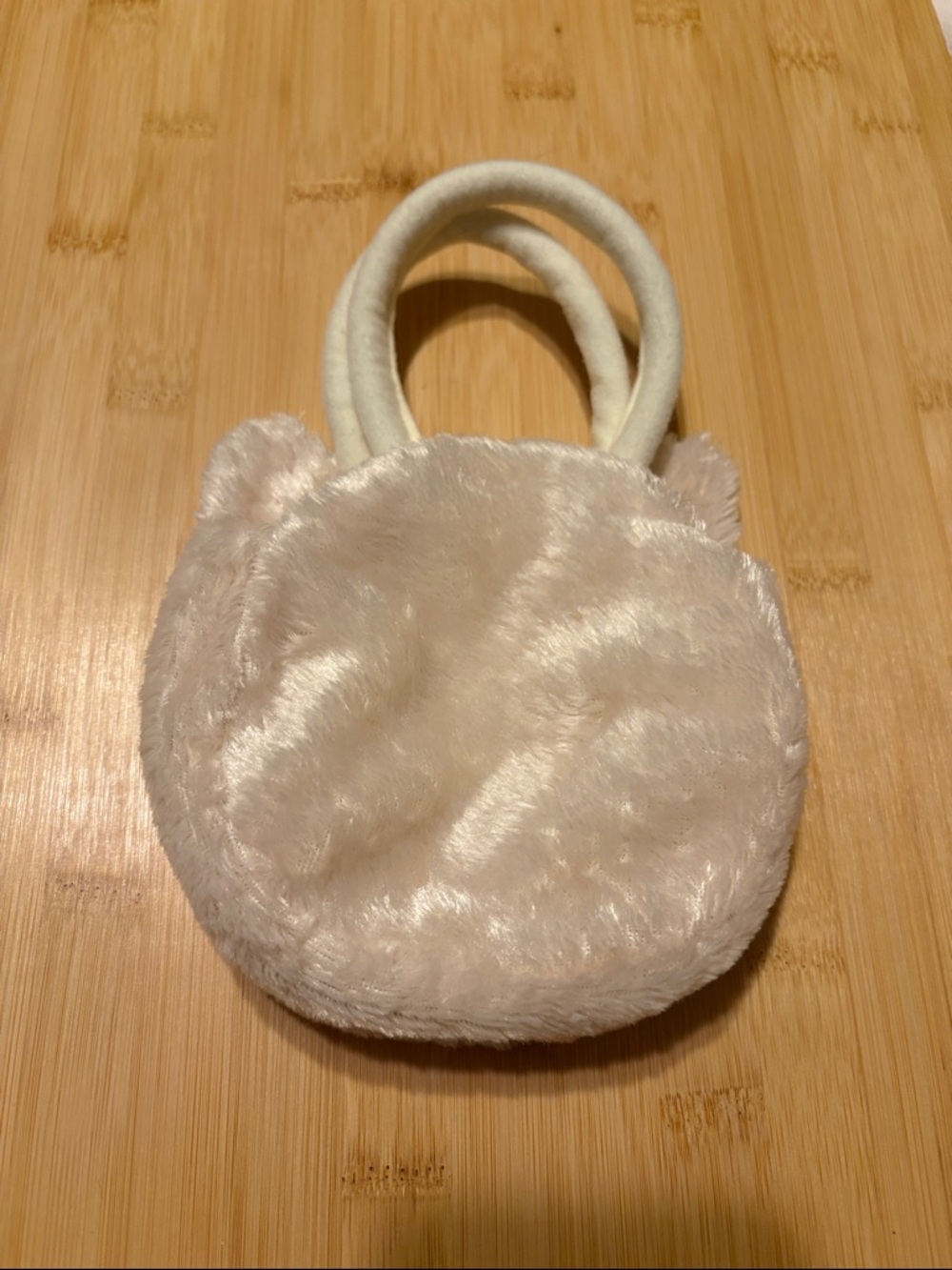 Vintage Plush Cream and Pink Cat Face Kids Handbag - Picture 4 of 4